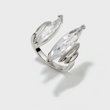 Horse Eye Zirconia Crown Open Ring - booneealus