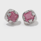 Square Pink Crack Stone Studs - booneealus