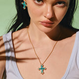 Paraiba Cross Jewelry Set โ Gold 3-Piece Collection (Small Necklace) - booneealus