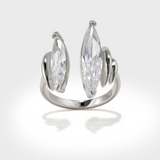 Horse Eye Zirconia Crown Open Ring - booneealus