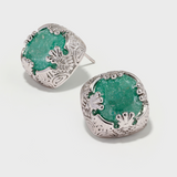 Square Blue Crack Stone Studs - booneealus