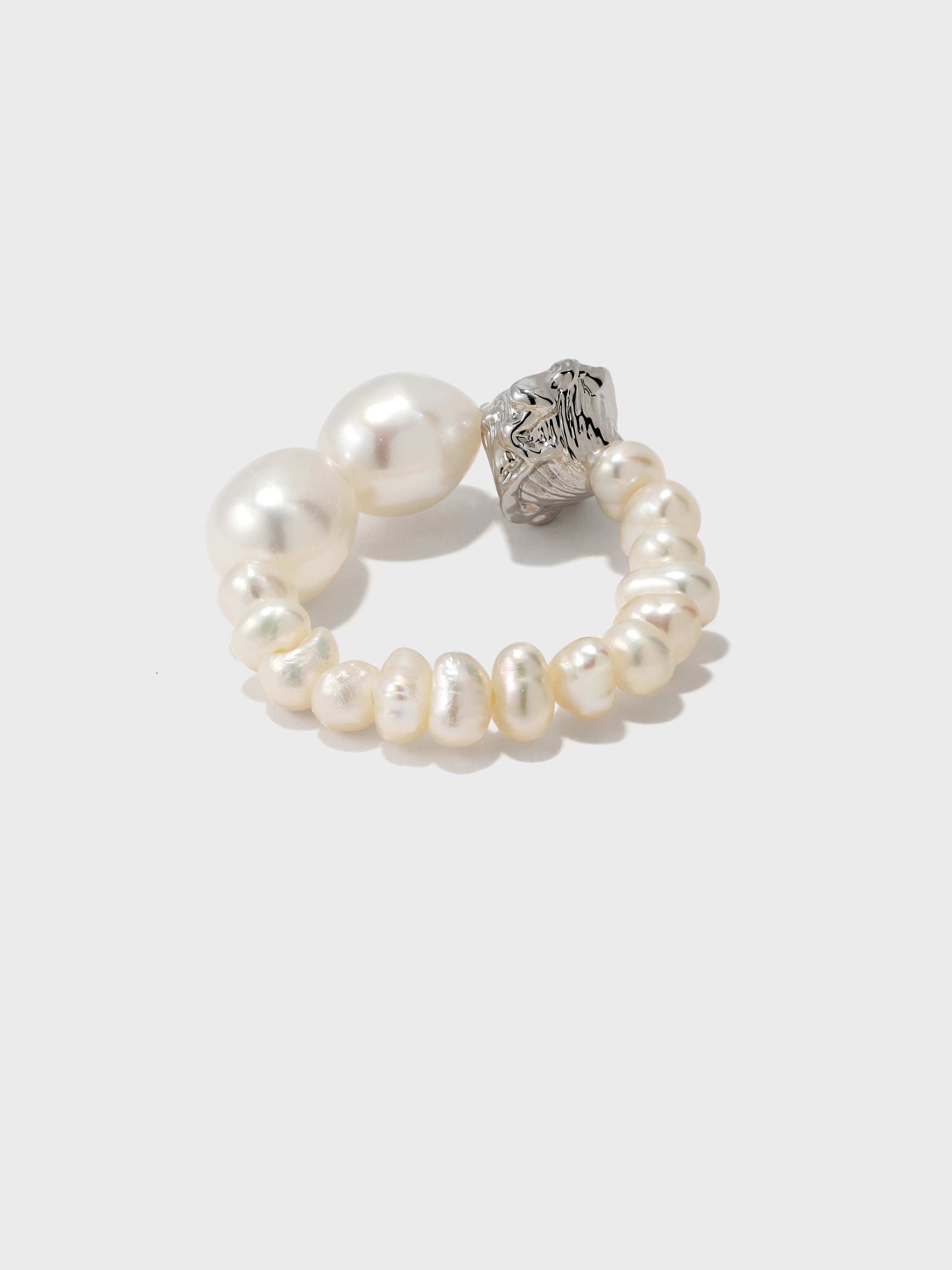 Freshwater Pearl Metal Elastic Ring - booneealus