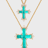 Paraiba Cross Duo โ Gold Large & Small Necklaces - booneealus
