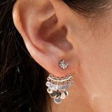 Multi-metal Disc Zircon Tassel Earrings - booneealus