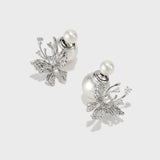 Zircon Butterfly Pearl Earrings - booneealus