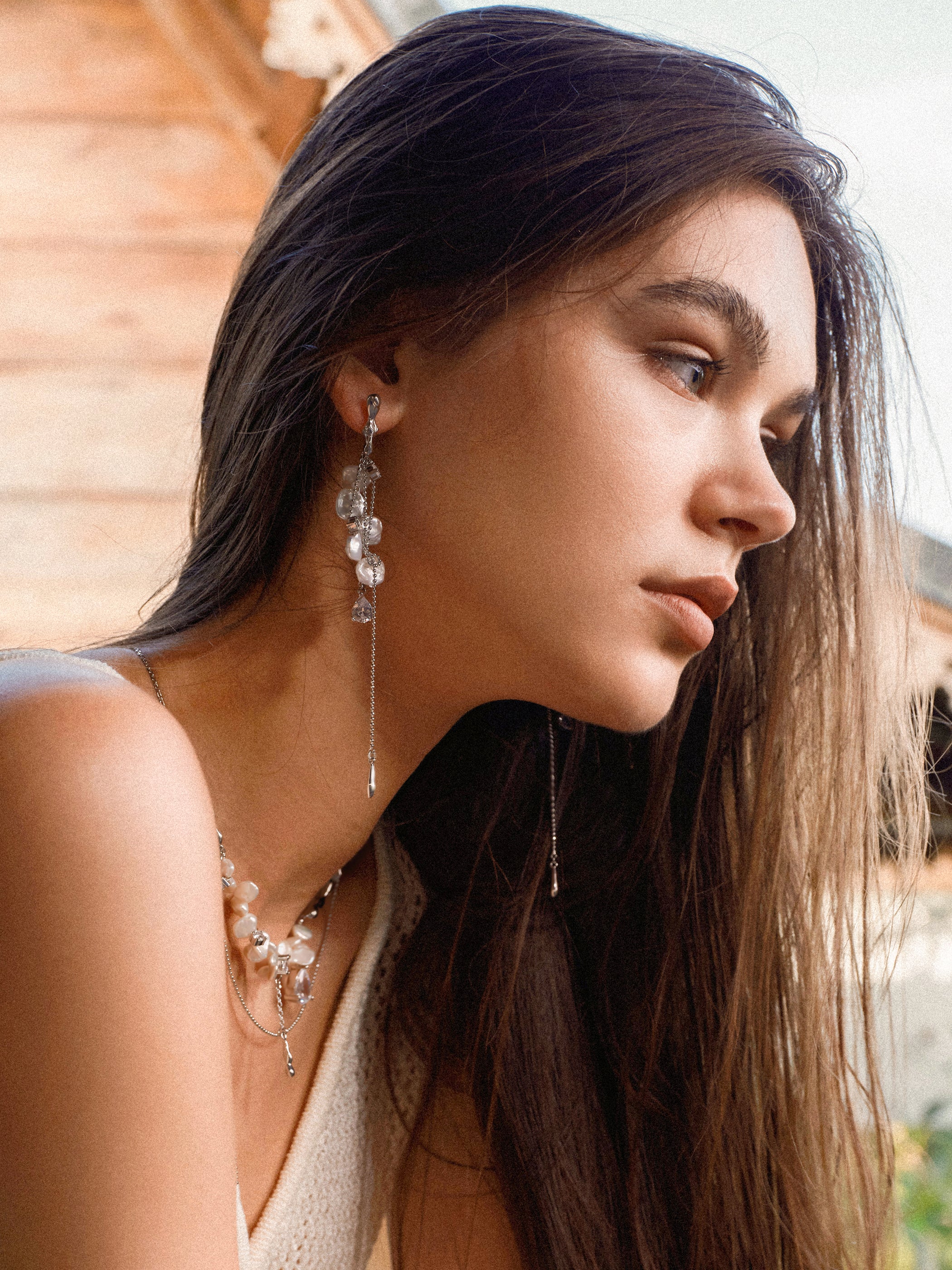 Freshwater Pearl Zircon Teardrop Necklace - booneealus