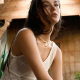 Freshwater Pearl Metal Chain Double Layer Necklace - booneealus