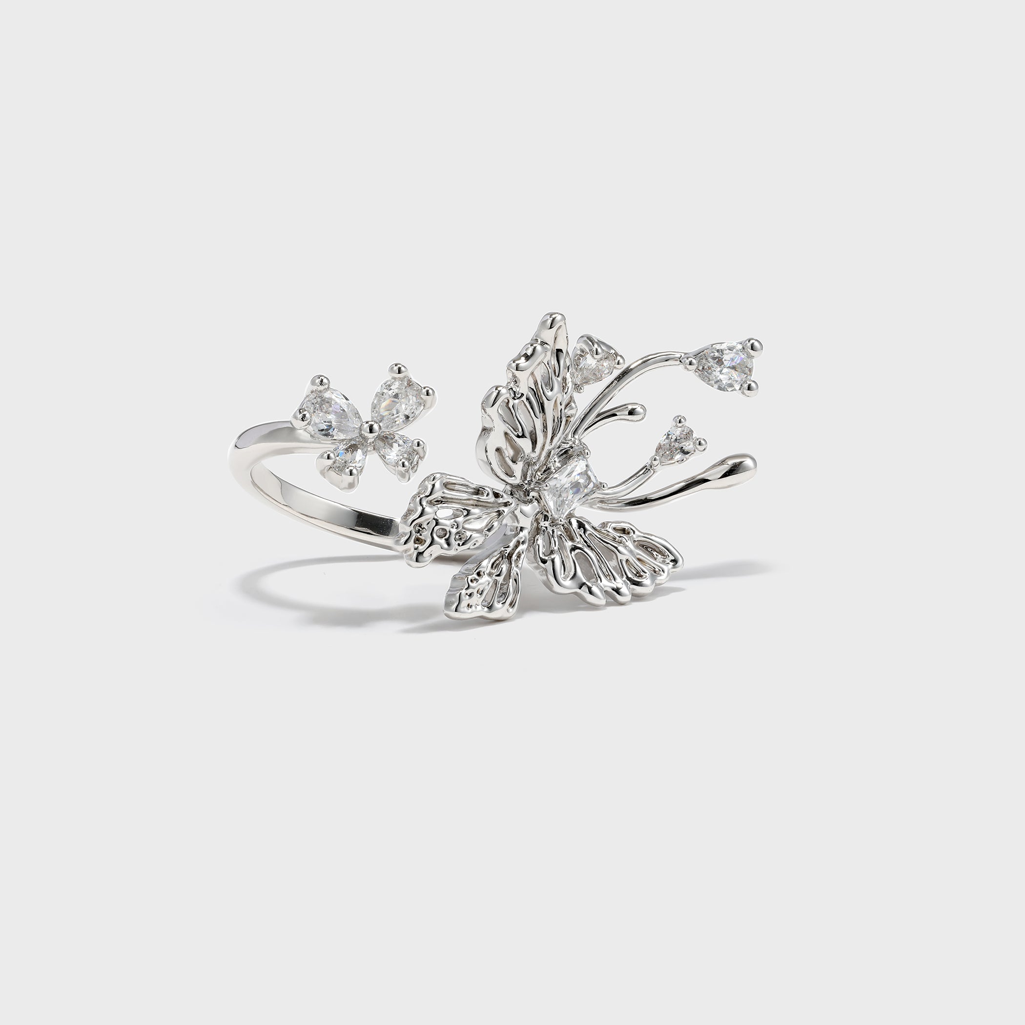 Zircon Butterfly Open Ring - booneealus