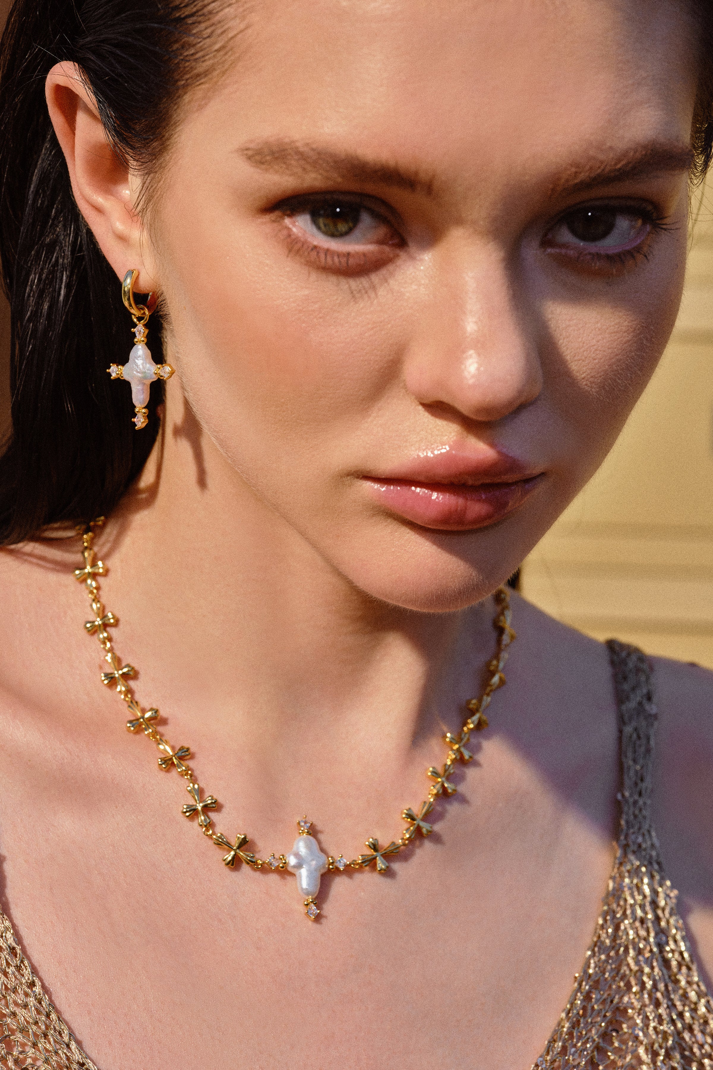 Pearl Cross Cipher Necklace – booneealus