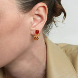 Candy-Tower Red Agate Woven C-Hoop Earrings