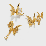 Metal Texture Butterfly Set Studs (3 pcs) - booneealus