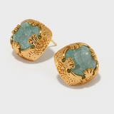 Square Blue Crack Stone Studs - booneealus