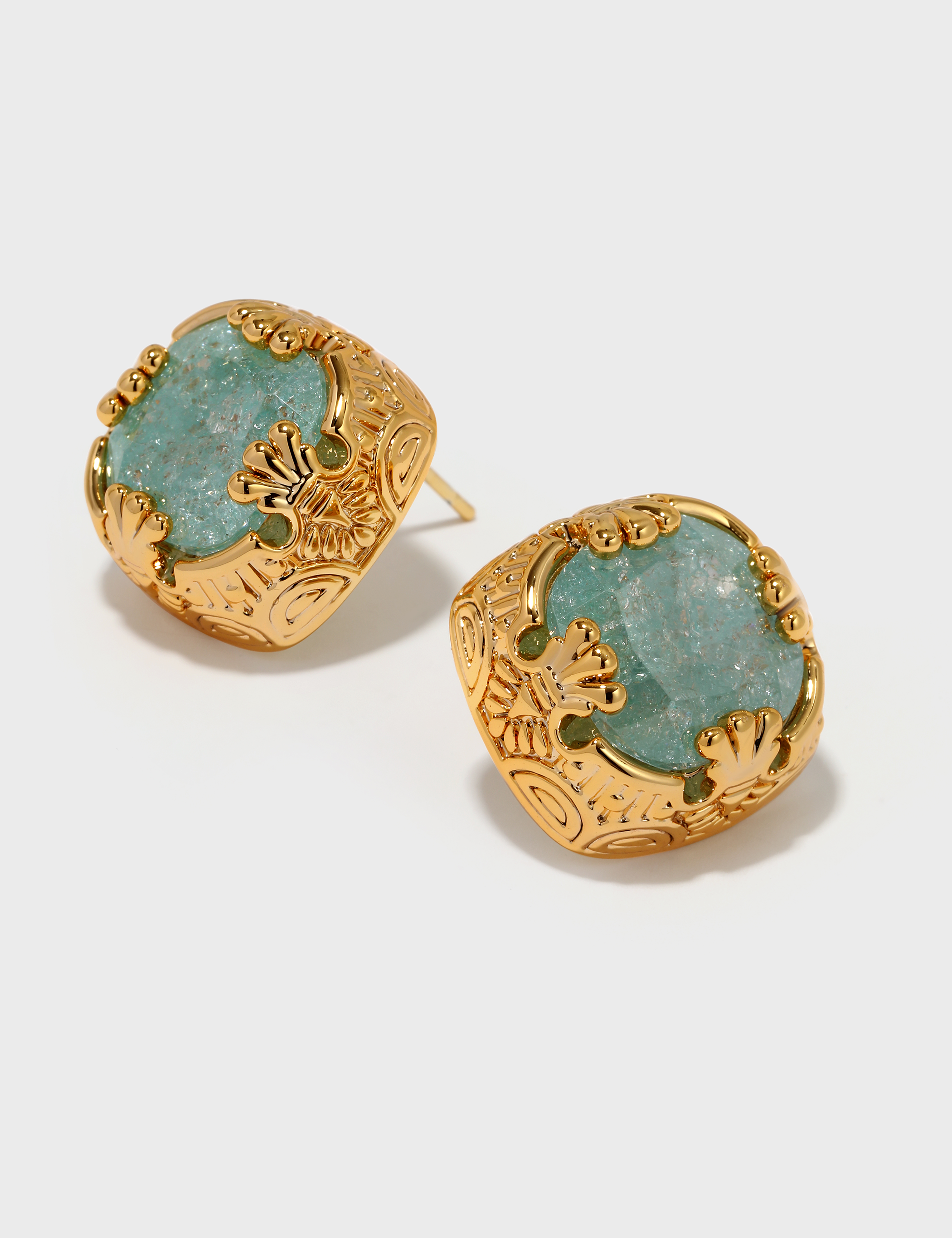 Square Blue Crack Stone Studs - booneealus
