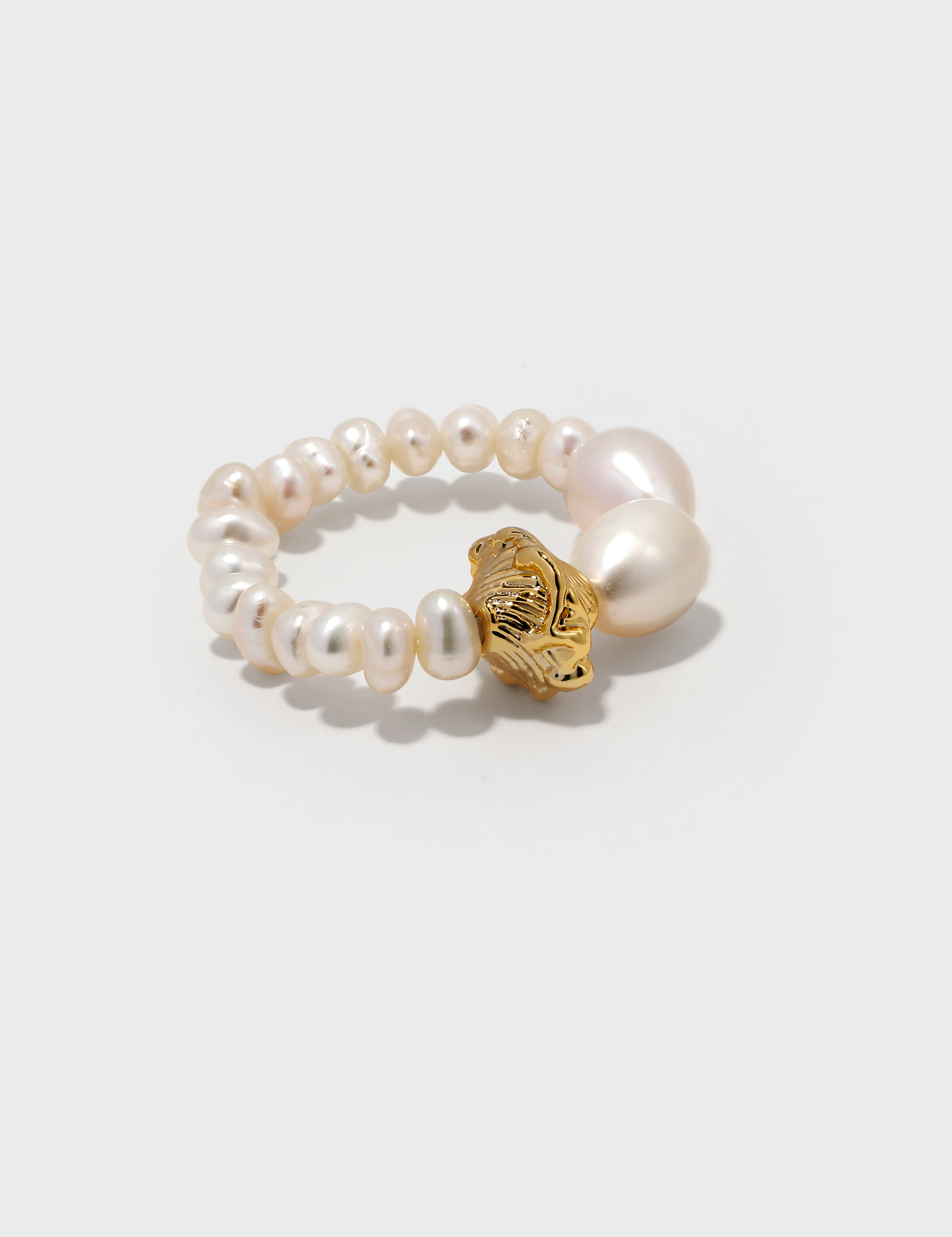 Freshwater Pearl Metal Elastic Ring - booneealus