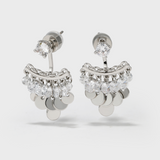 Multi-metal Disc Zircon Tassel Earrings - booneealus