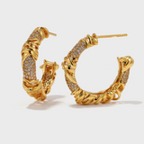 Twisted Knit Wrap C-shaped Earrings - booneealus
