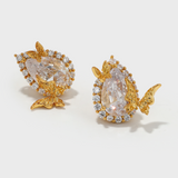 Teardrop-Shaped Butterfly Studs - booneealus