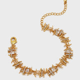 Braided Metal Irregular Zirconia Patchwork Bracelet - booneealus