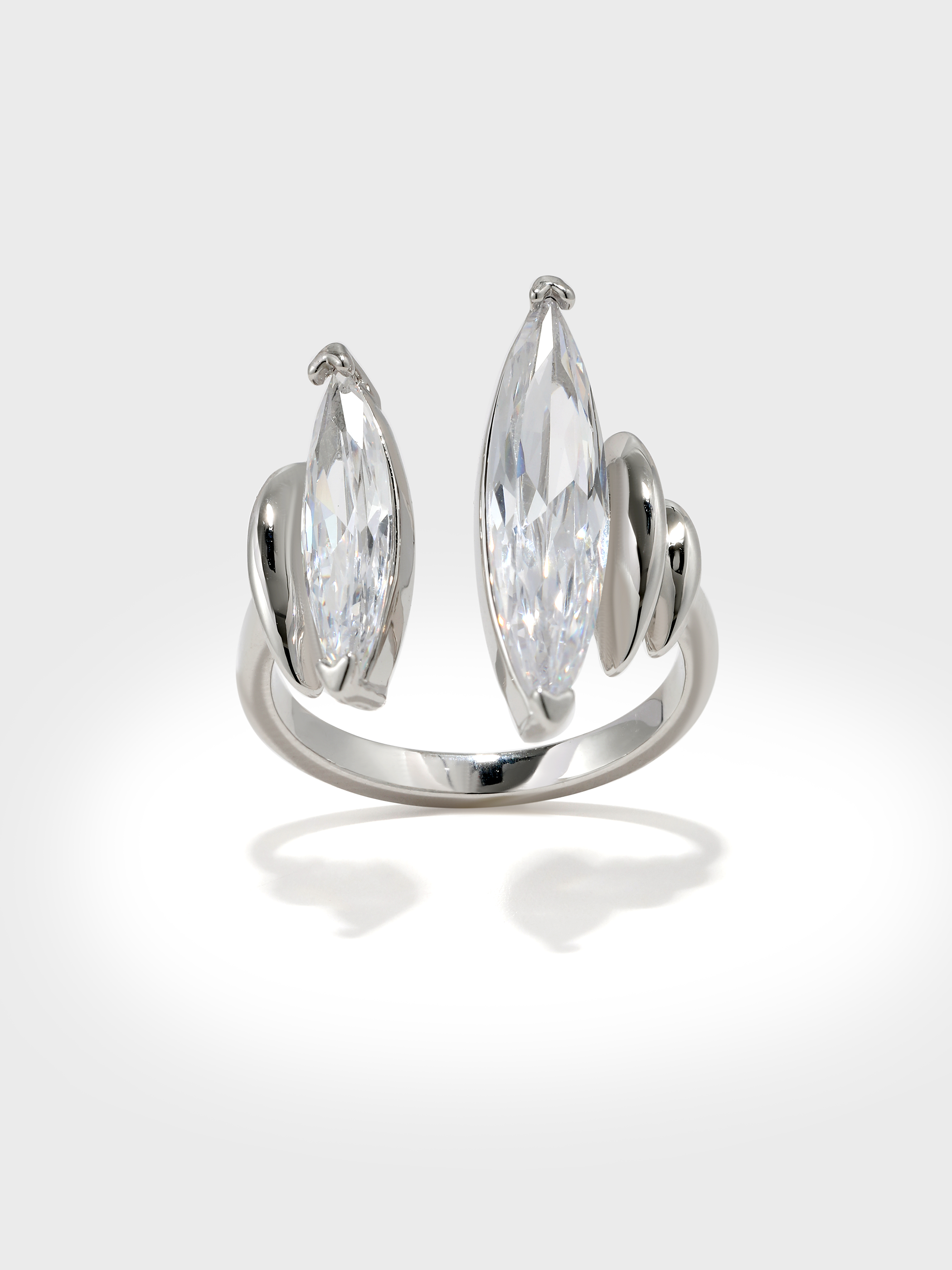 Horse Eye Zirconia Crown Open Ring - booneealus