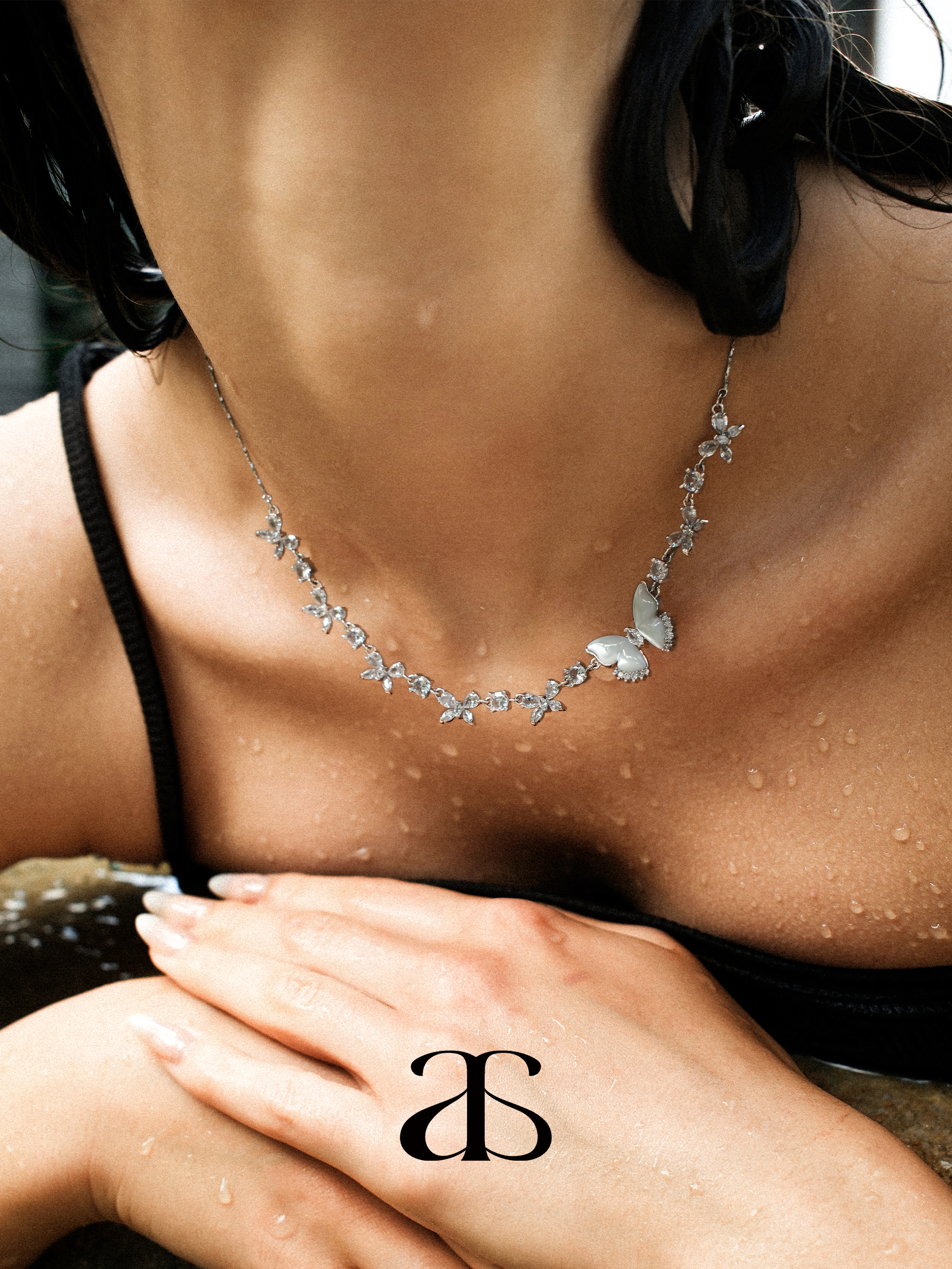 Shell Butterfly Zircon Necklace - booneealus