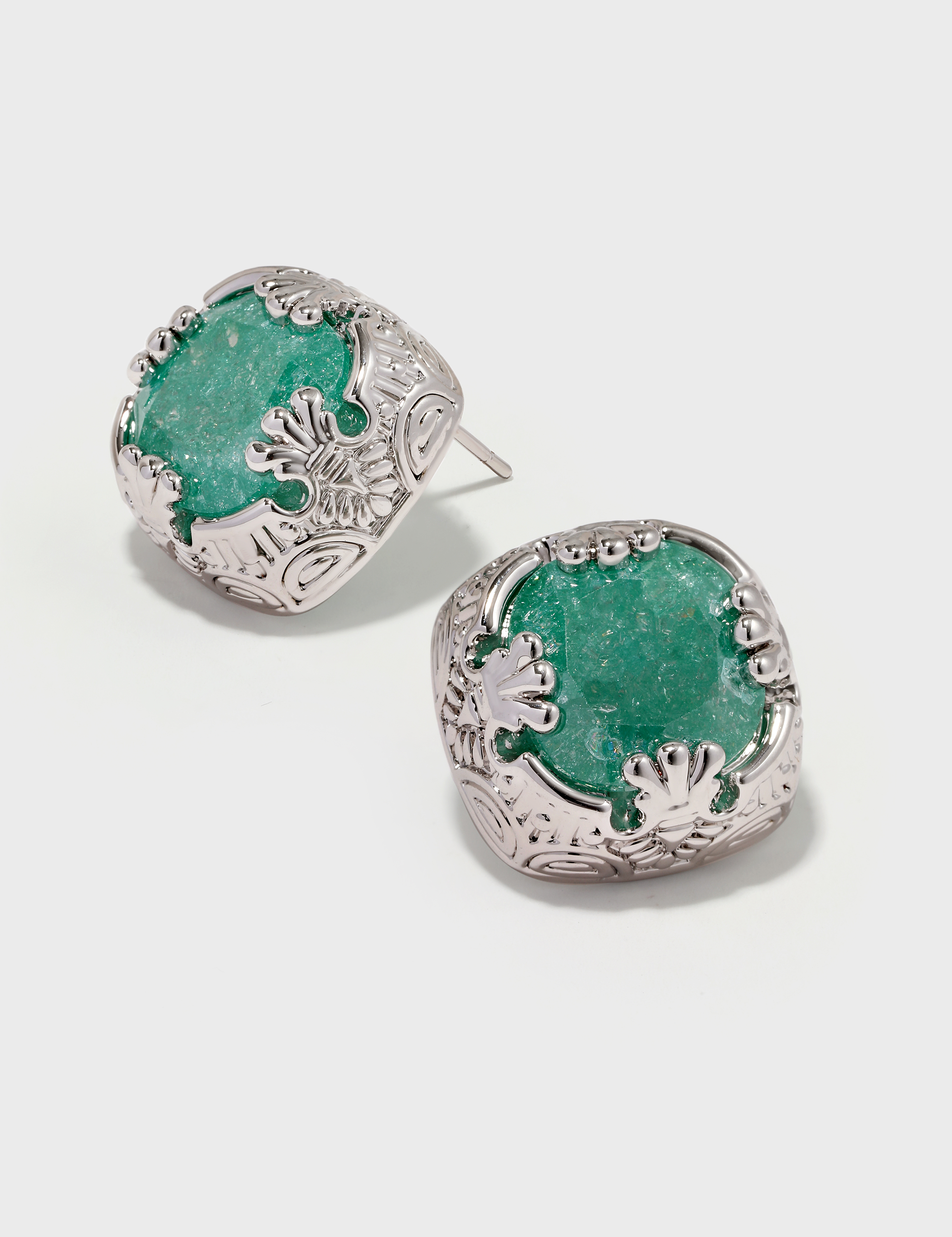 Square Blue Crack Stone Studs - booneealus