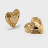 Polished Multi-Layered Heart Stud Earrings - booneealus