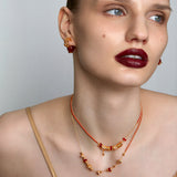 Sugar-Tower Red Agate Woven C-Hoop Earrings