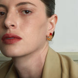 Candy-Tower Red Agate Woven C-Hoop Earrings