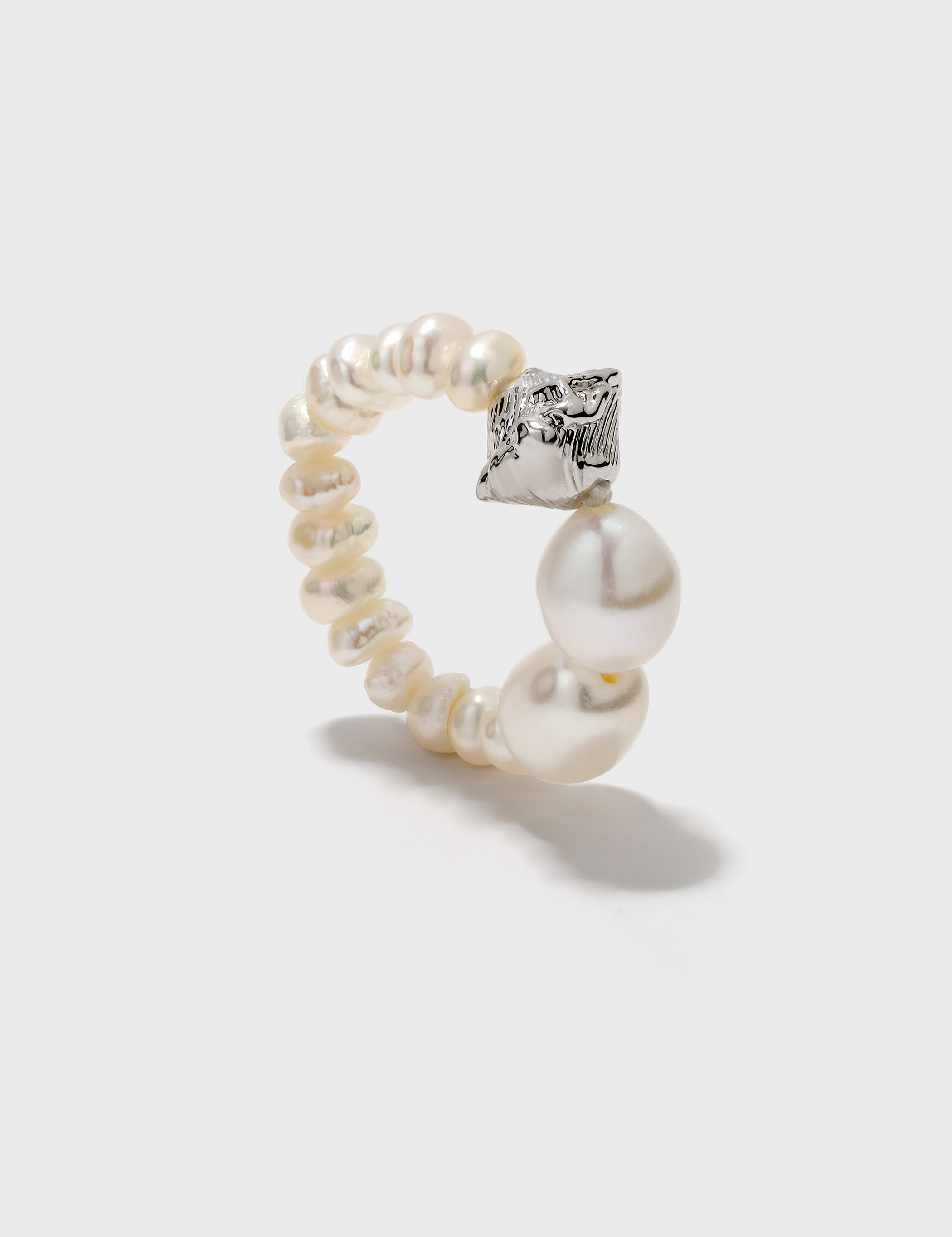 Freshwater Pearl Metal Elastic Ring - booneealus