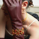 Woven Hollow Sugarloaf Red Agate Open Cuff Bracelet