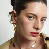 Sugar Pyramid Red Agate C-Hoop Earrings – 24K Gold Plated