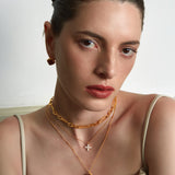 Geometric Double-Layer Clover Pendant Necklace