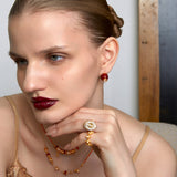 Sugar-Tower Red Agate Woven C-Hoop Earrings