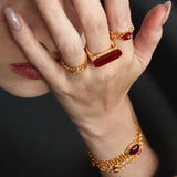Red Agate Woven Lace Bracelet – 24K Gold Plated