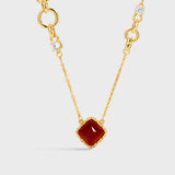 Asymmetric Chain Red Agate Necklace – Jewelry-Grade, 24K Gold Plated