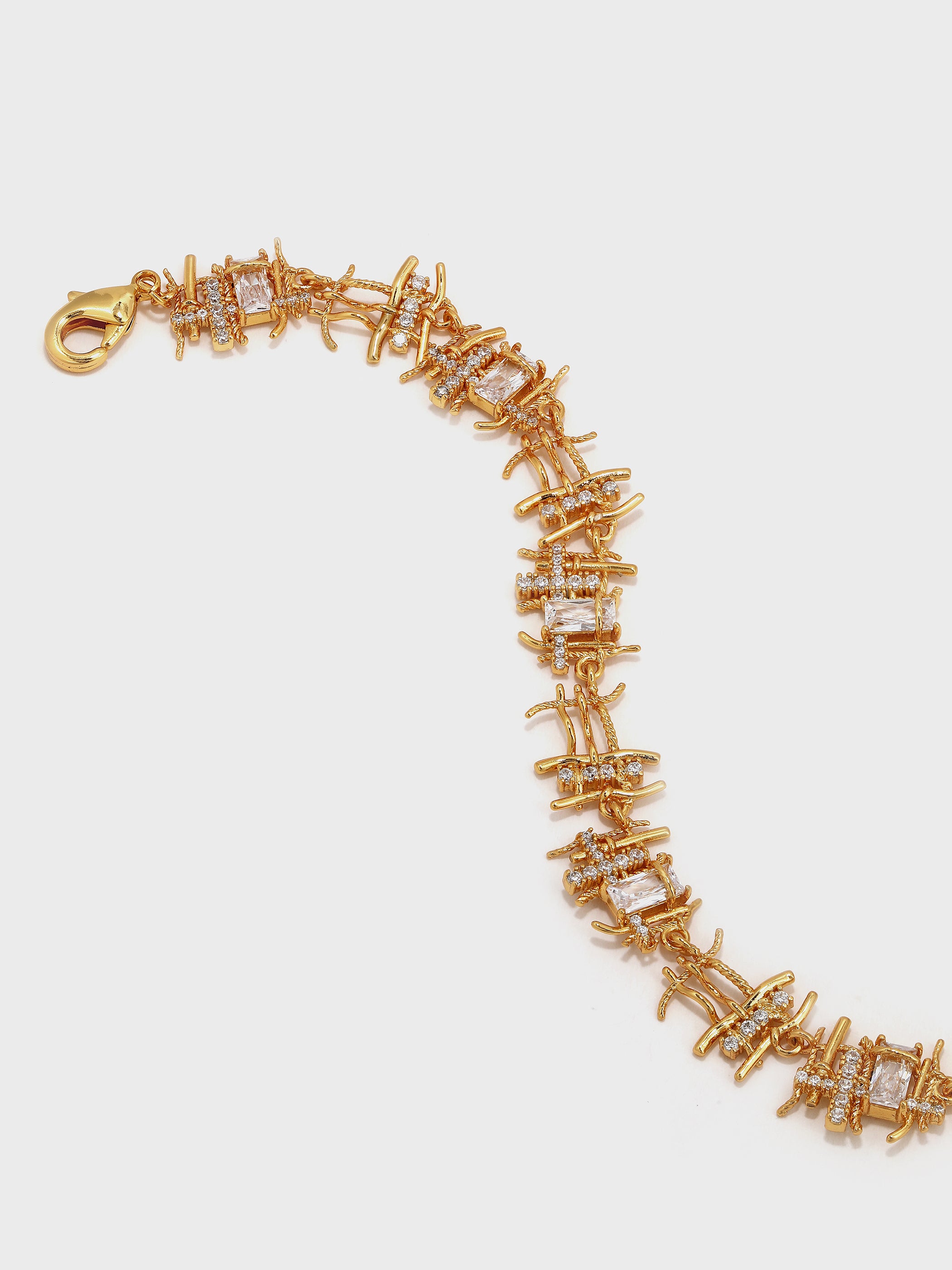 Braided Metal Irregular Zirconia Patchwork Bracelet - booneealus