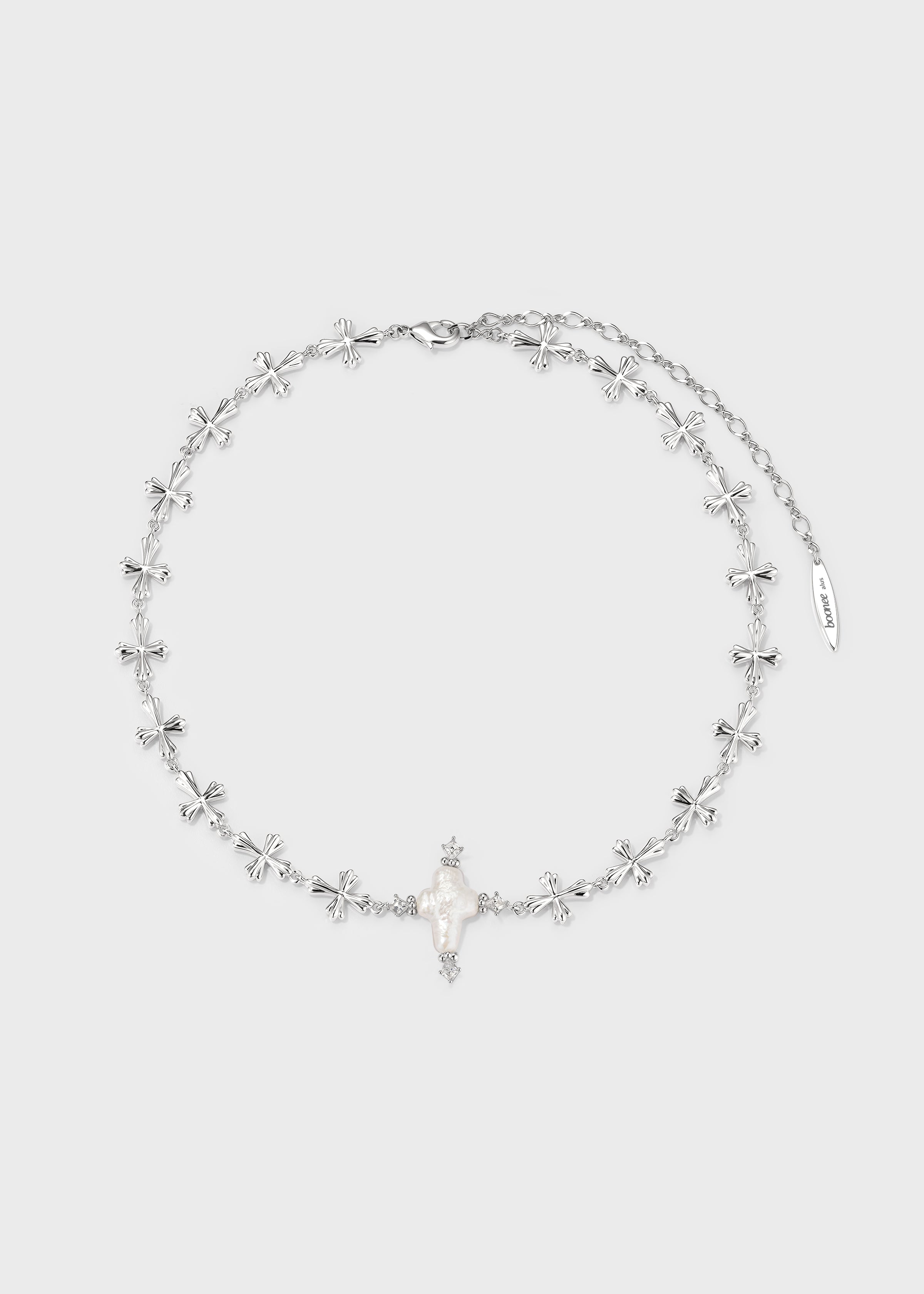 Pearl Cross Cipher Necklace