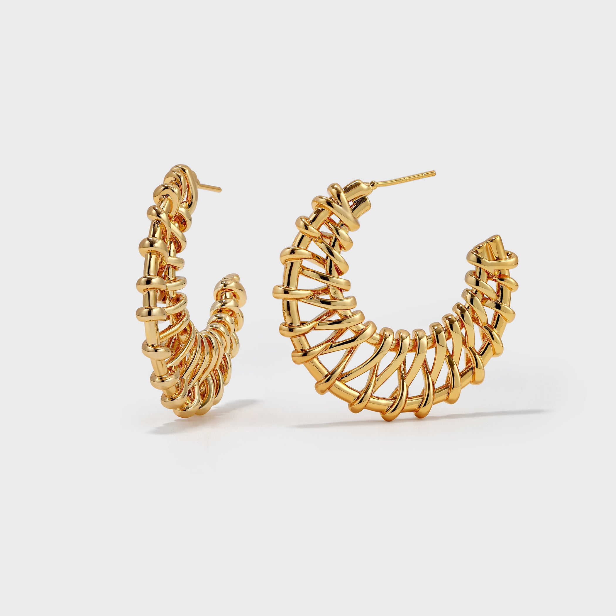 Openwork Braided C-shaped Earrings - booneealus