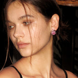 Square Pink Crack Stone Studs - booneealus