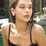 Braided Button-Shaped Zirconia Earrings - booneealus