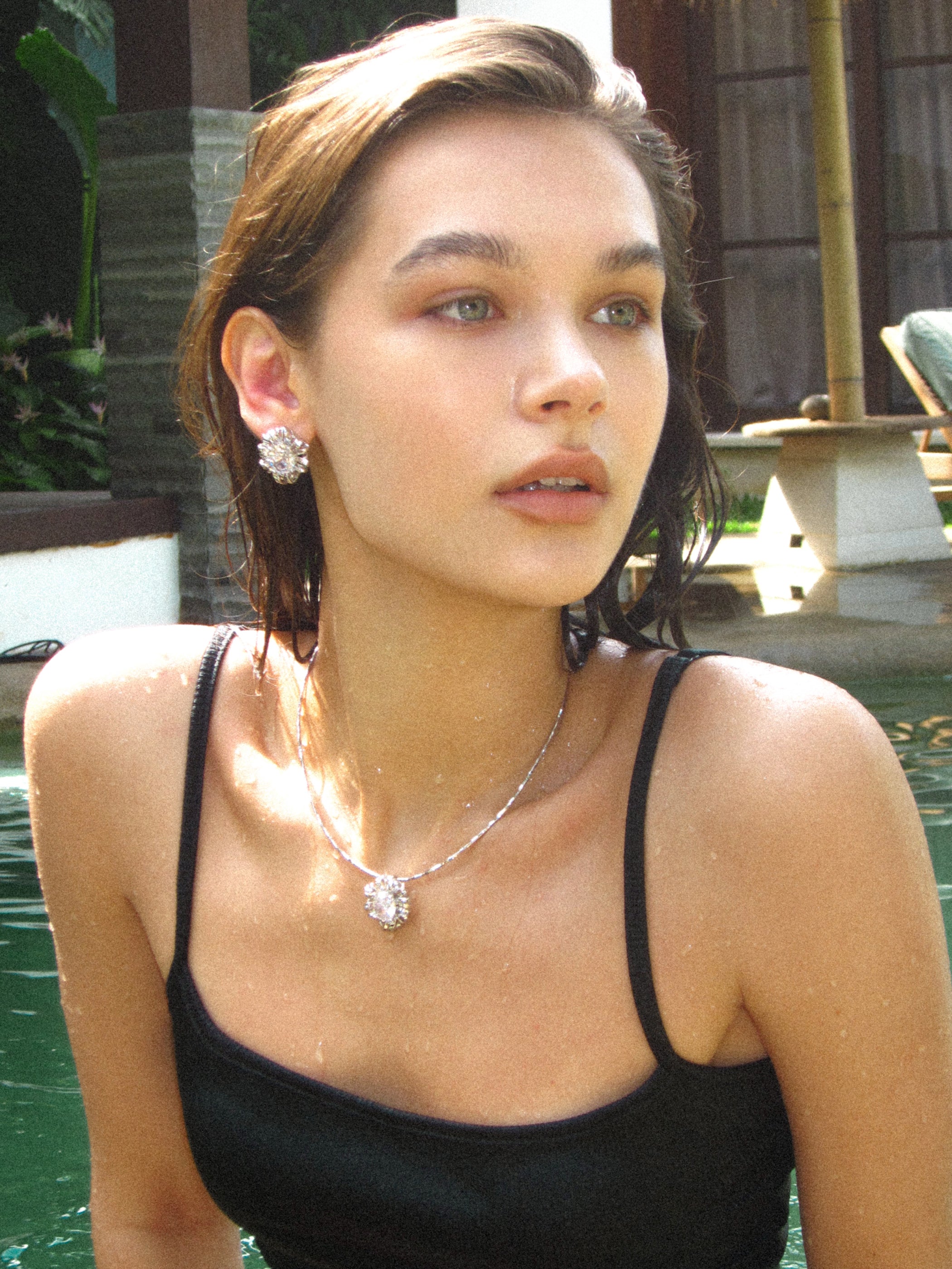Braided Button-Shaped Zirconia Earrings - booneealus