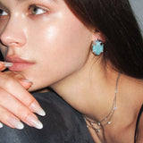 Oval Blue Crack Stone Studs - booneealus