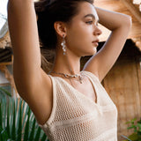 Freshwater Pearl Teardrop Zircon Long Earrings - booneealus