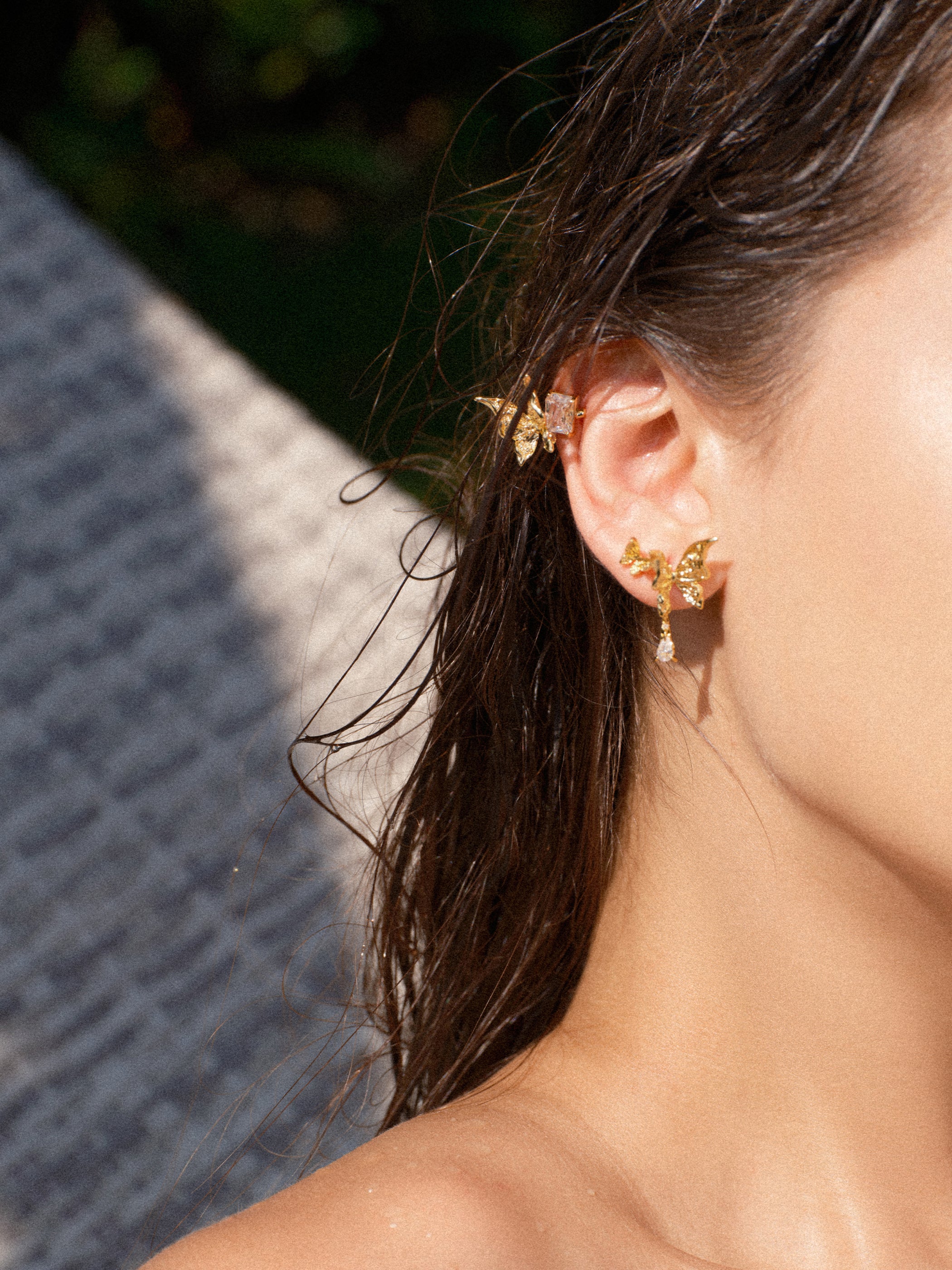 Metal Texture Butterfly Set Studs (3 pcs) - booneealus