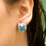 Square Blue Crack Stone Studs - booneealus