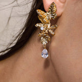 Studs with Butterfly Flower and Dragonfly - booneealus