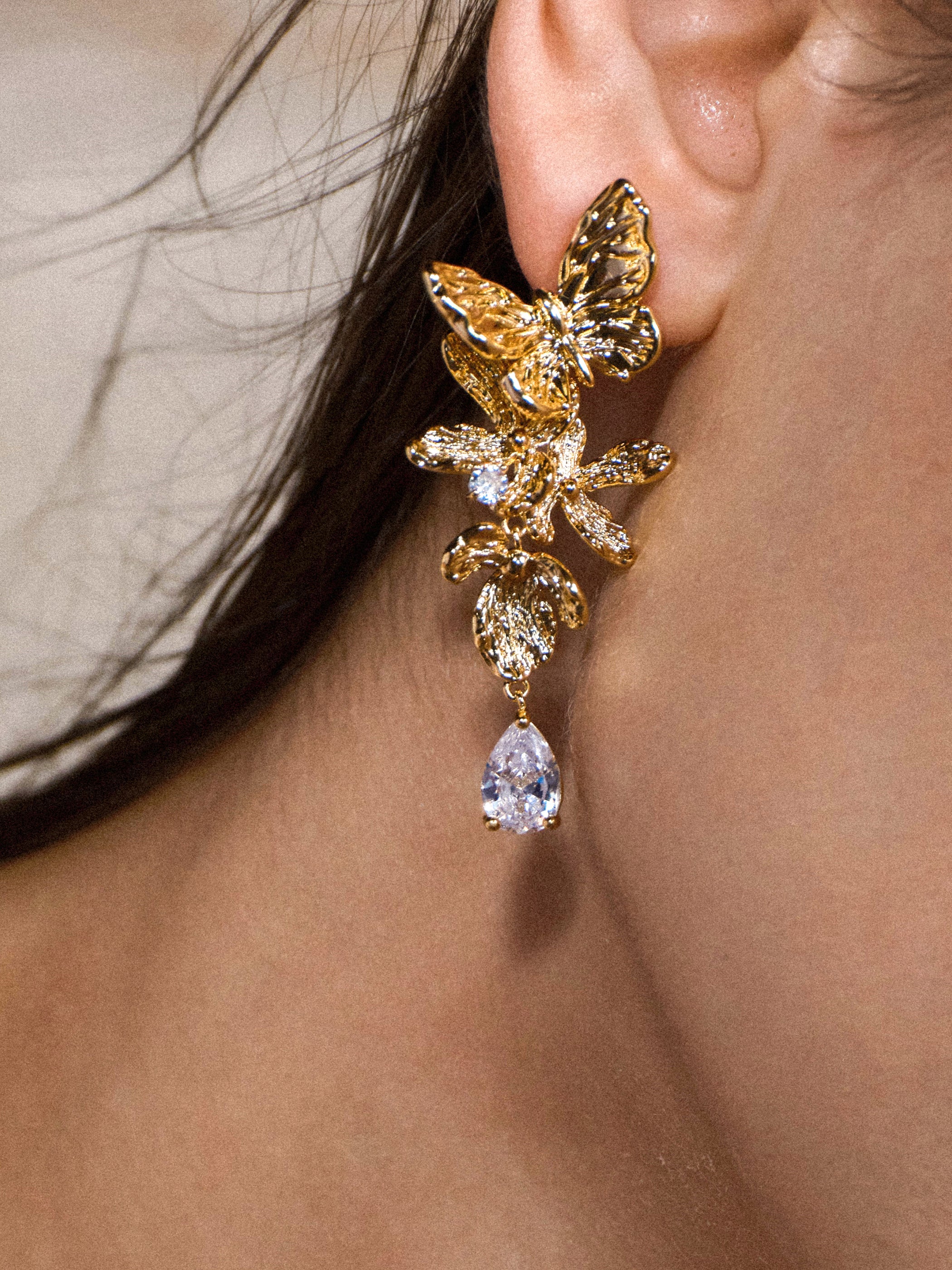 Studs with Butterfly Flower and Dragonfly - booneealus