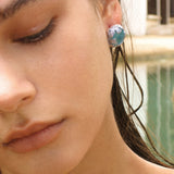 Square Blue Crack Stone Studs - booneealus