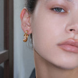 Twisted Knit Wrap C-shaped Earrings - booneealus