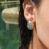 Oval Blue Crack Stone Studs - booneealus